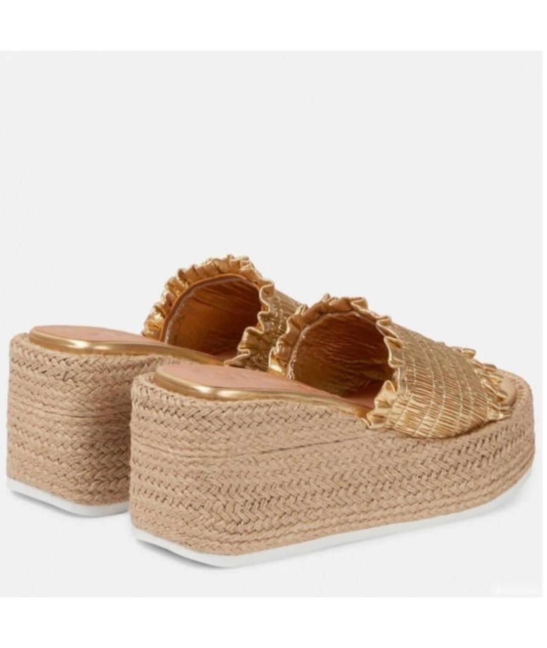 GANNI Золотые кожаные эспадрильи, фото 3