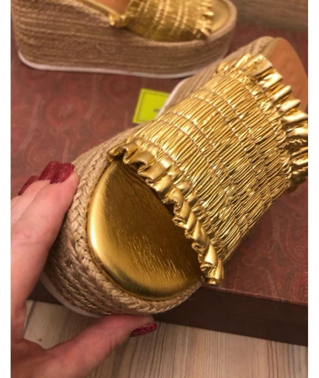 GANNI Золотые кожаные эспадрильи, фото 4