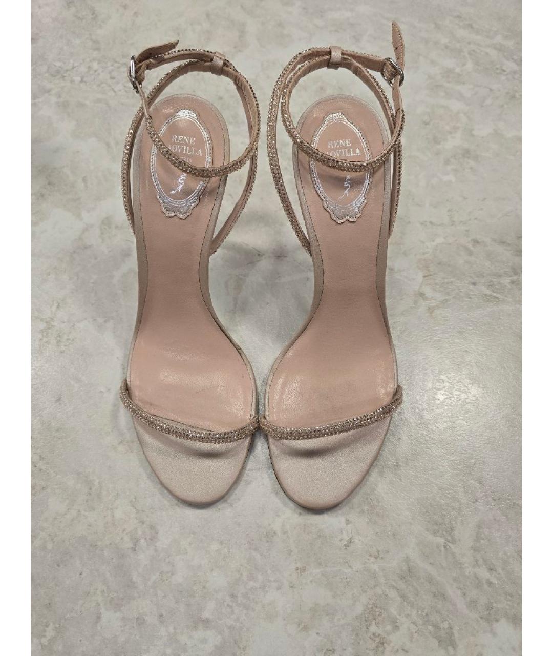 RENE CAOVILLA Золотые кожаные босоножки, фото 2