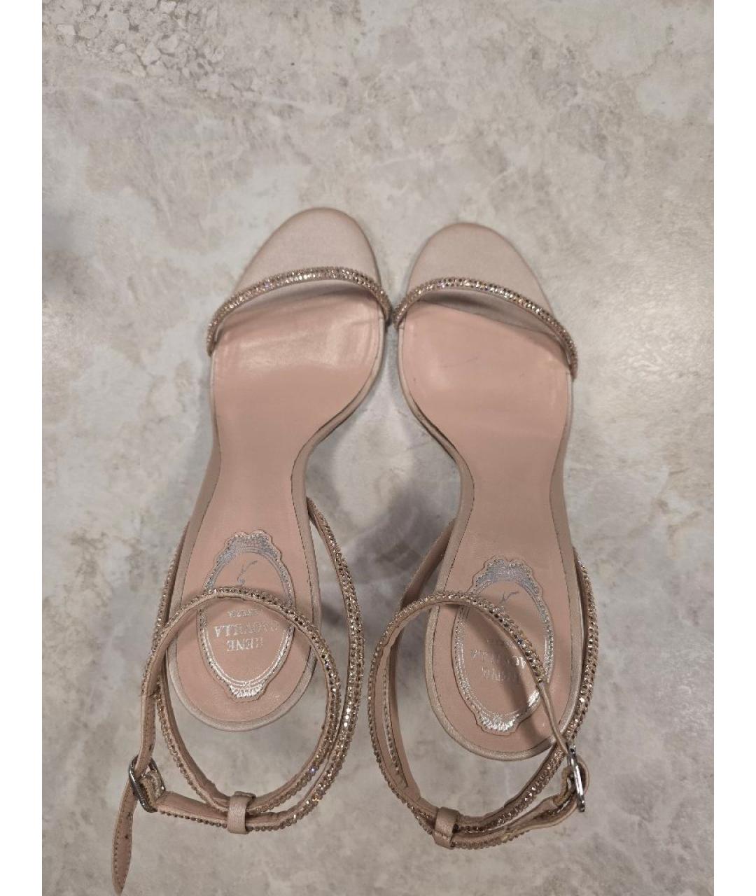 RENE CAOVILLA Золотые кожаные босоножки, фото 3