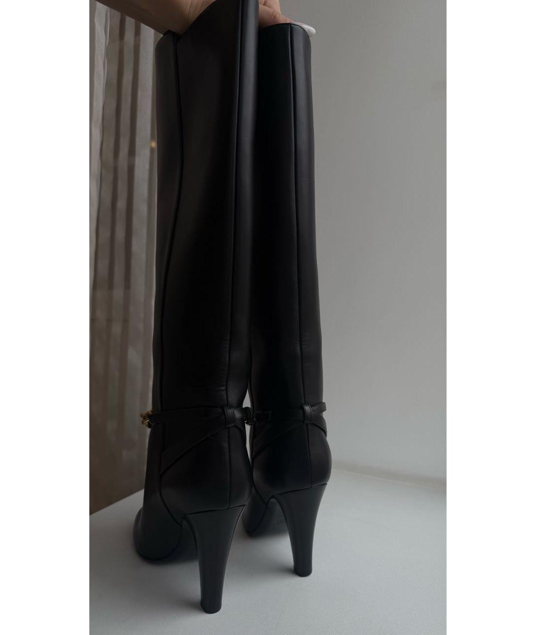 SAINT LAURENT Черные кожаные сапоги, фото 4