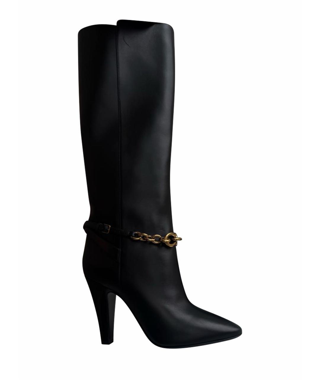 SAINT LAURENT Черные кожаные сапоги, фото 1
