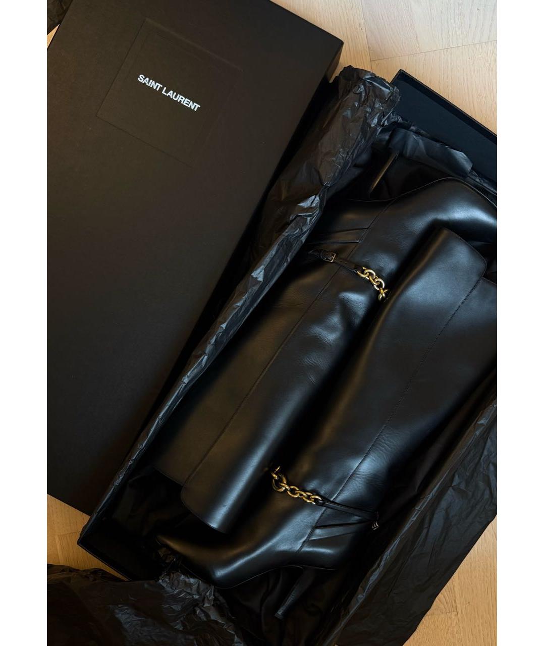 SAINT LAURENT Черные кожаные сапоги, фото 6