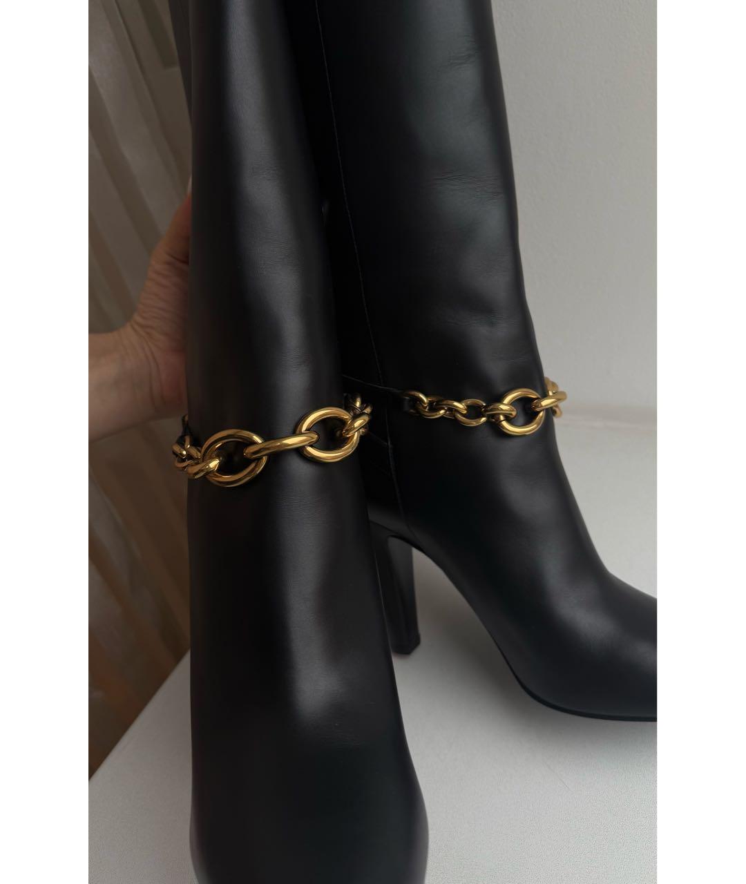 SAINT LAURENT Черные кожаные сапоги, фото 3