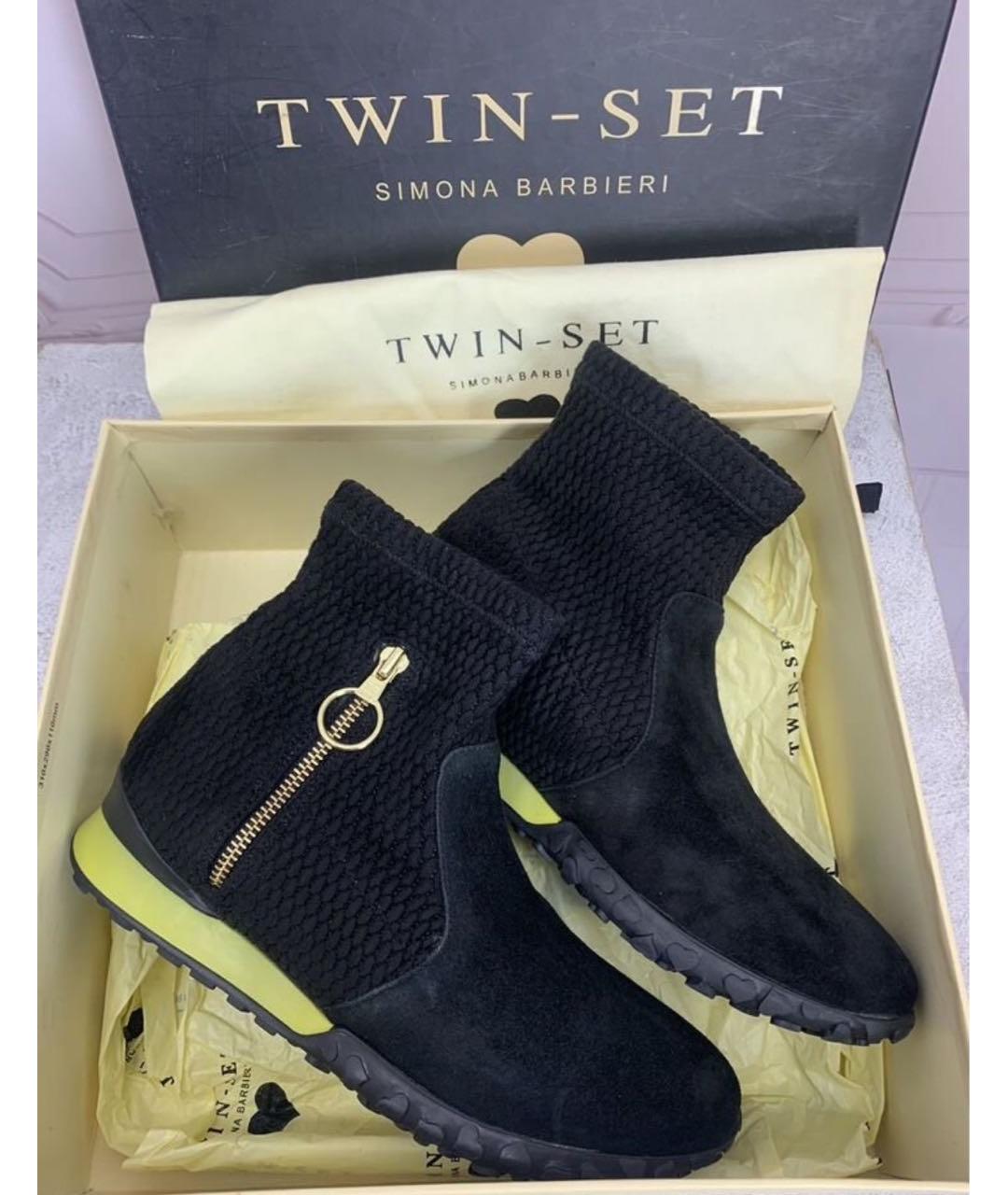 TWIN-SET Черные замшевые ботинки, фото 5