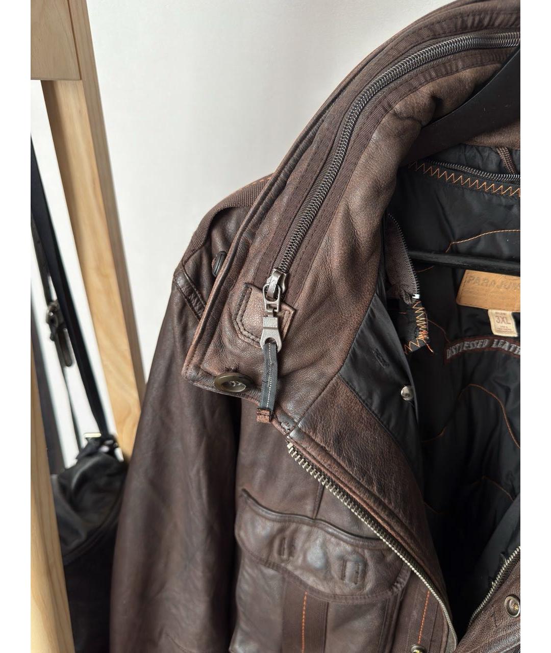 PARAJUMPERS Коричневая кожаная куртка, фото 7