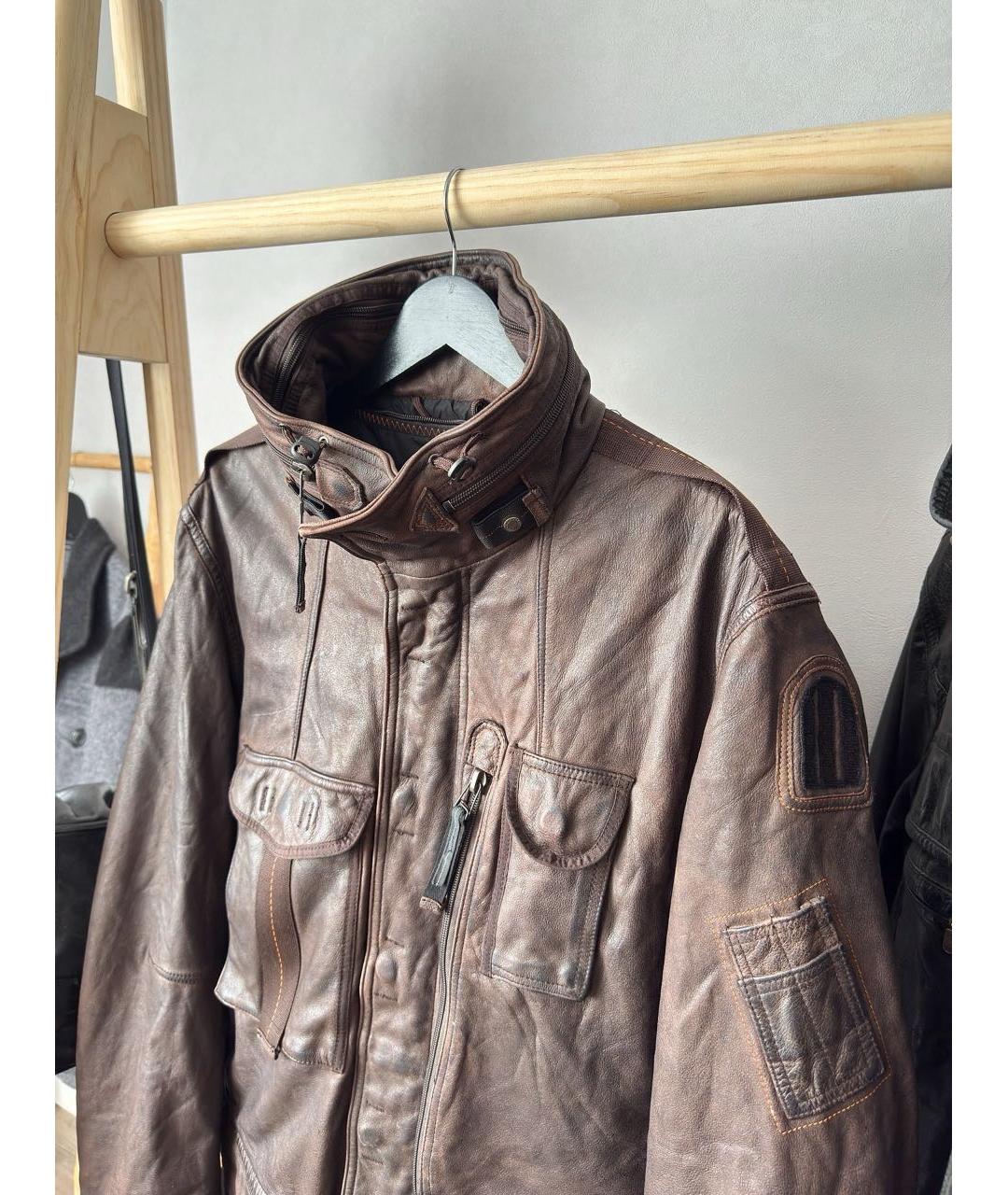 PARAJUMPERS Коричневая кожаная куртка, фото 2