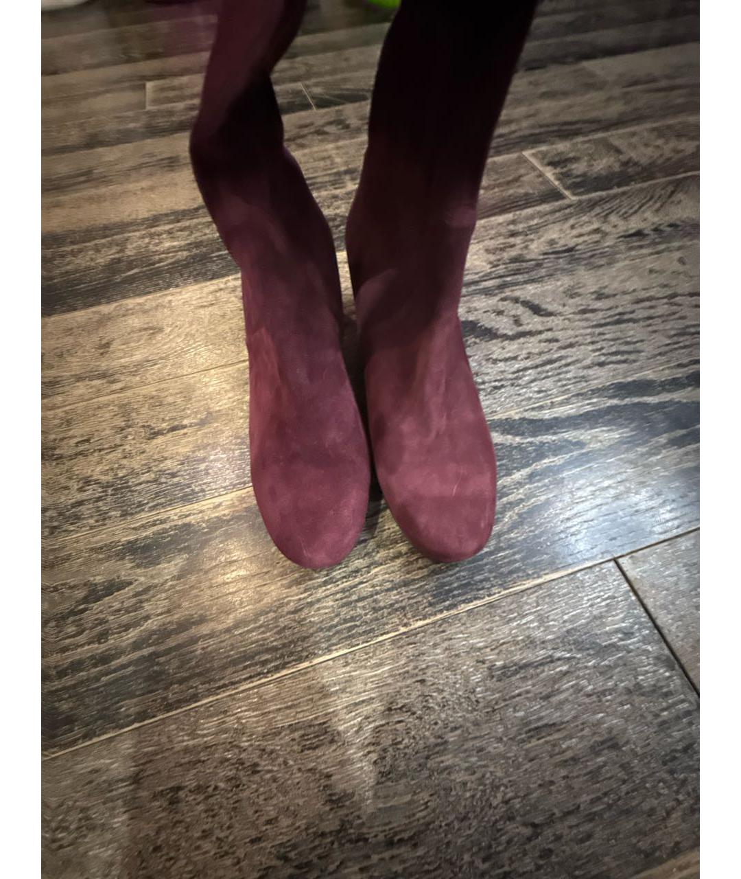 STUART WEITZMAN Бордовые замшевые ботфорты, фото 2