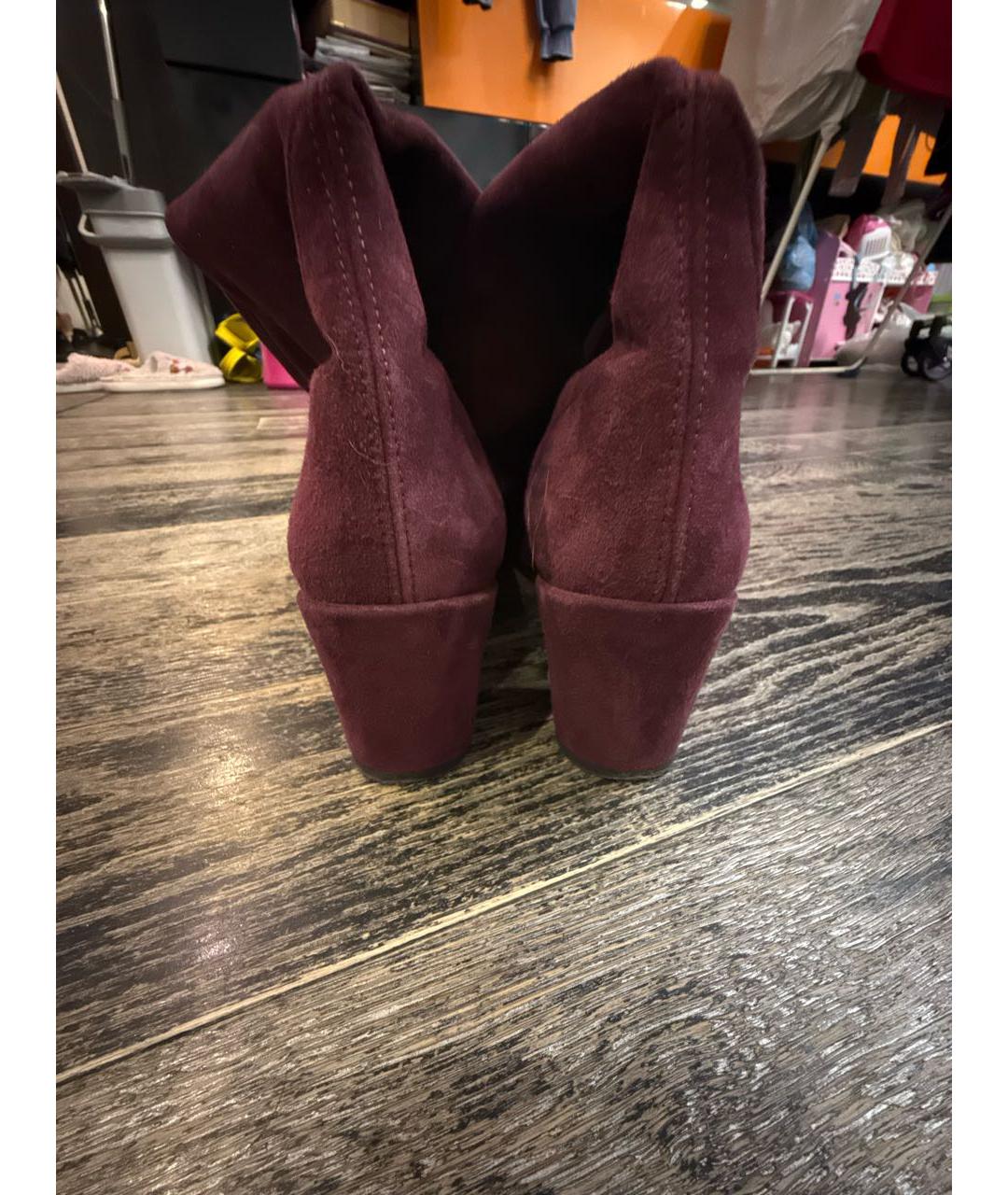 STUART WEITZMAN Бордовые замшевые ботфорты, фото 4