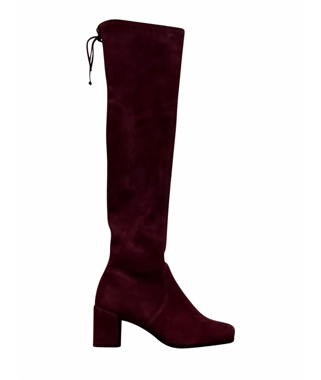 STUART WEITZMAN Бордовые замшевые ботфорты, фото 1
