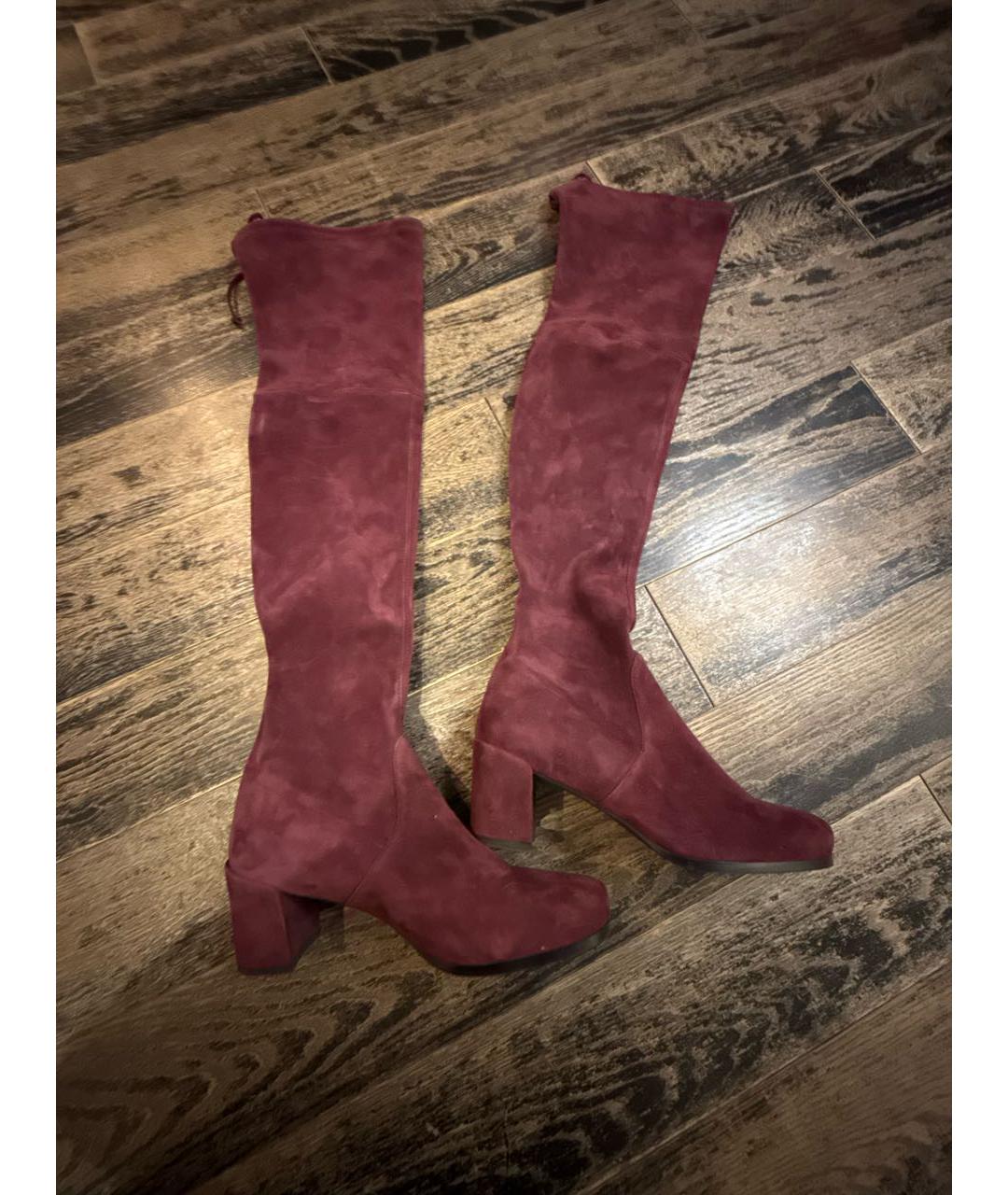 STUART WEITZMAN Бордовые замшевые ботфорты, фото 5