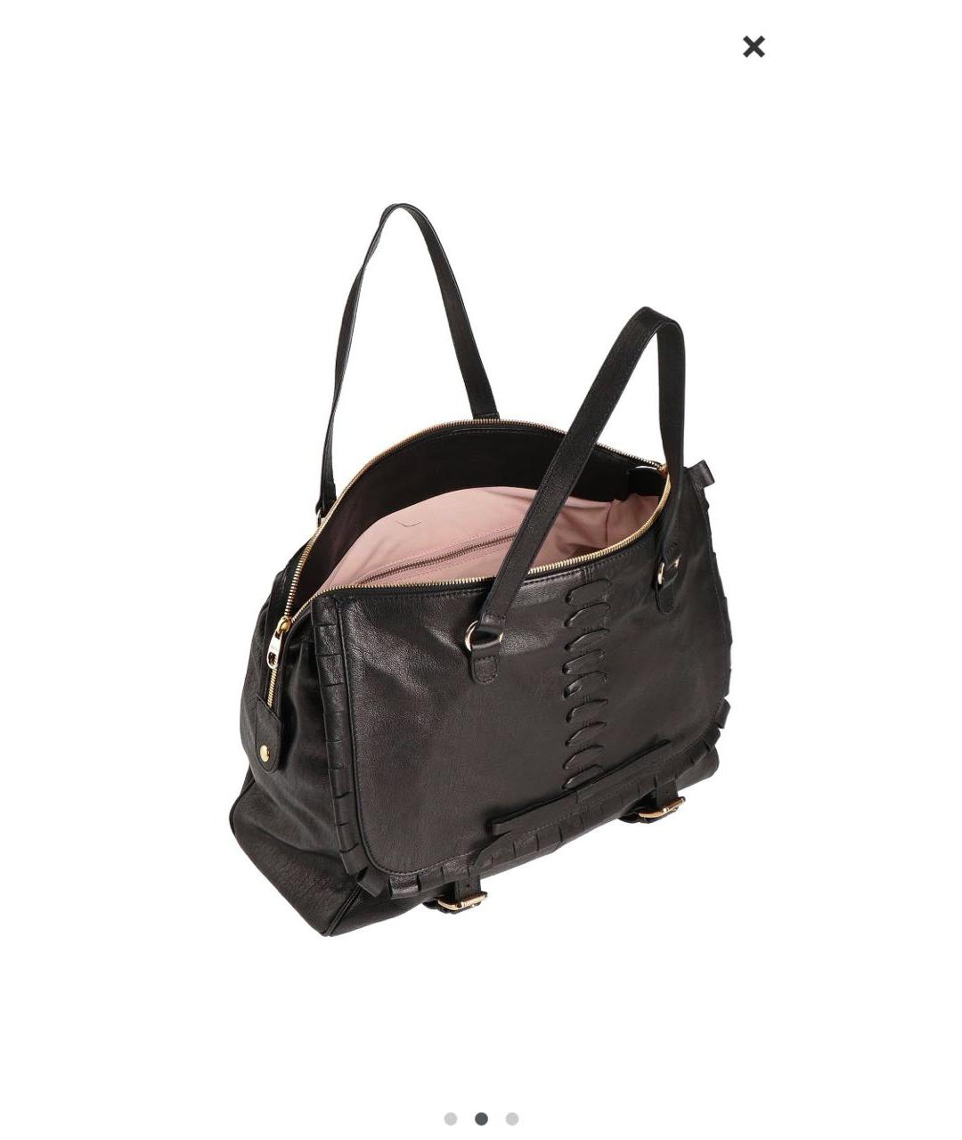 VALENTINO Черная кожаная сумка с короткими ручками, фото 2