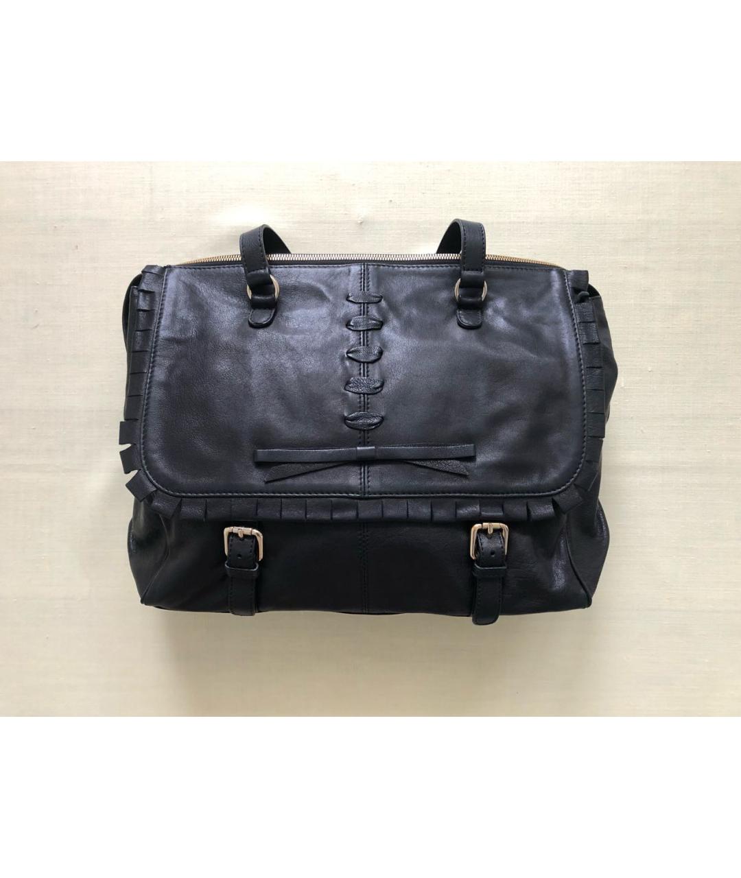 VALENTINO Черная кожаная сумка с короткими ручками, фото 3