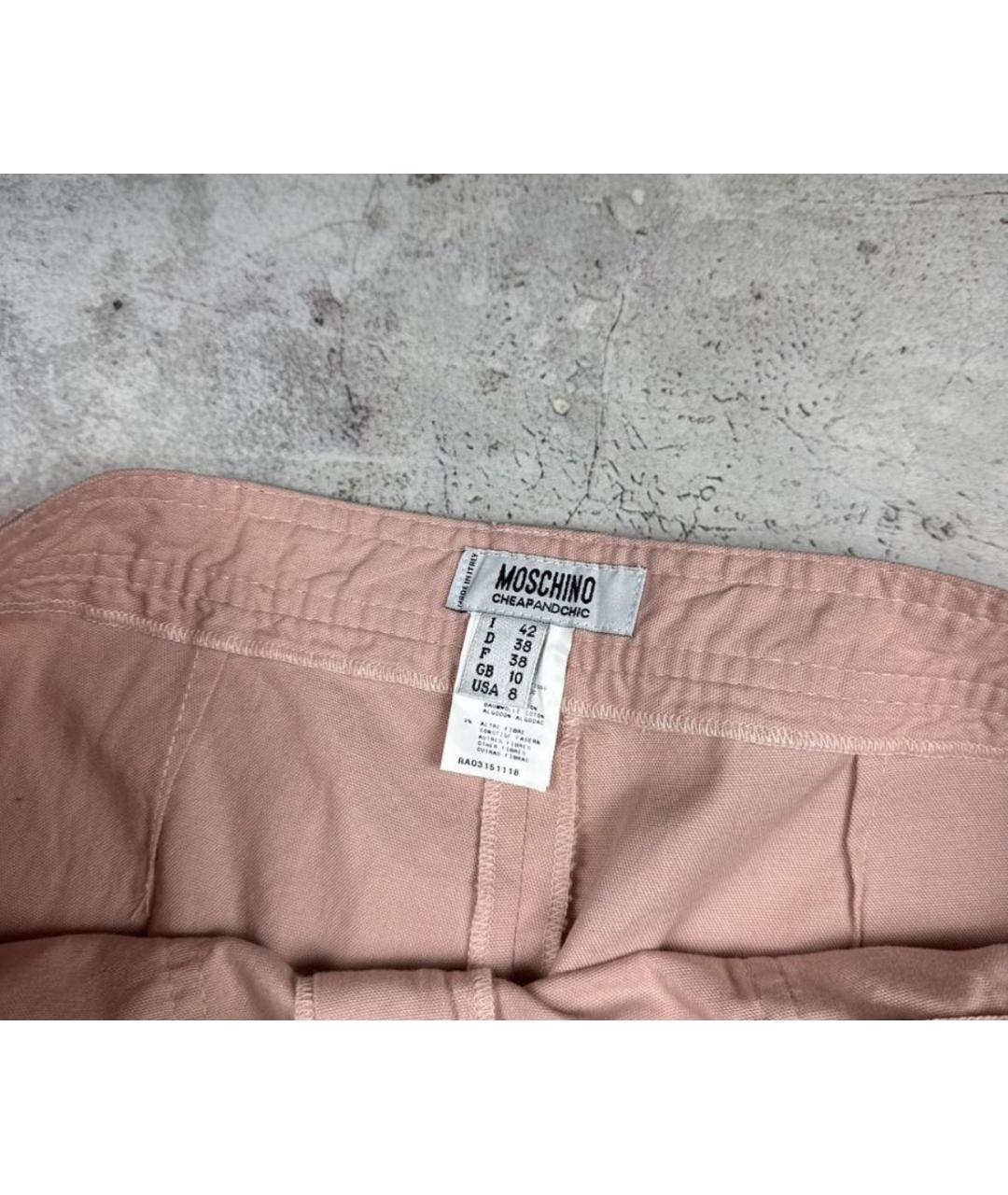 MOSCHINO Коралловые полиэстеровые прямые брюки, фото 6