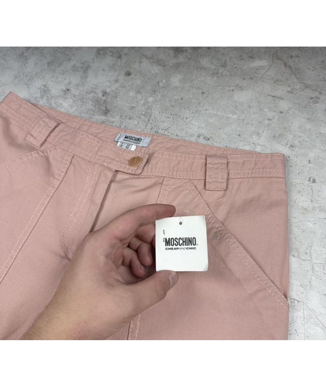 MOSCHINO Коралловые полиэстеровые прямые брюки, фото 4