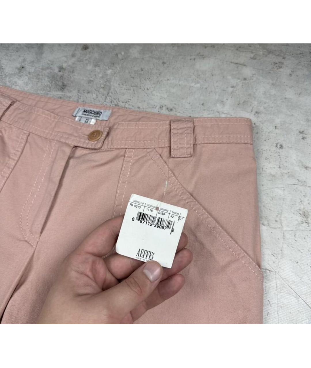 MOSCHINO Коралловые полиэстеровые прямые брюки, фото 5