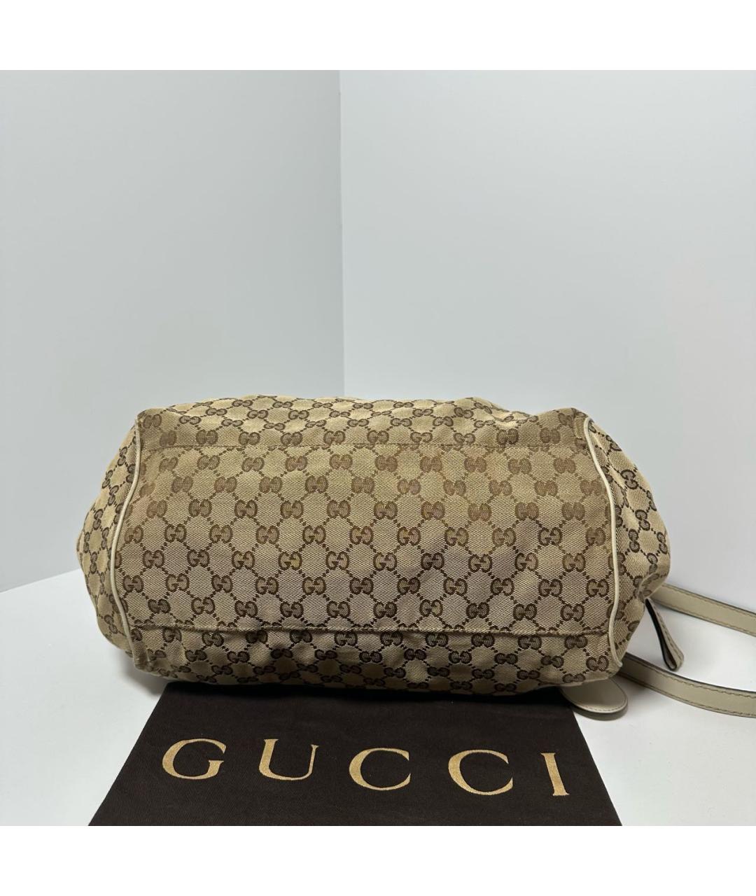 GUCCI Бежевая тканевая сумка с короткими ручками, фото 3