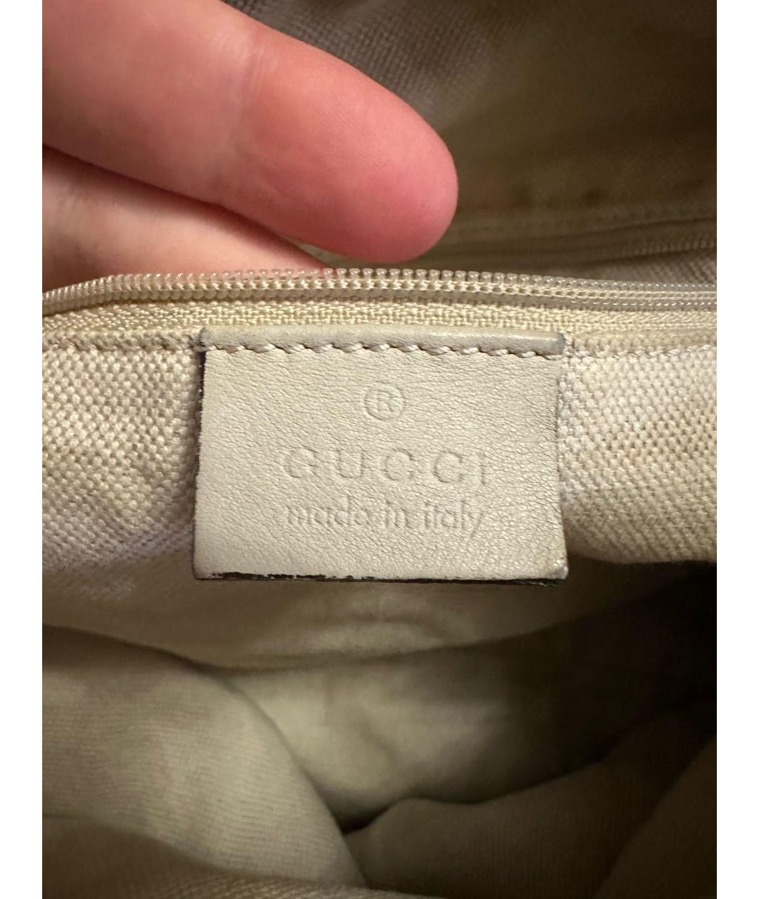 GUCCI Бежевая тканевая сумка с короткими ручками, фото 4