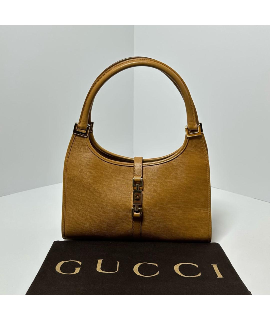 GUCCI Горчичная кожаная сумка с короткими ручками, фото 8