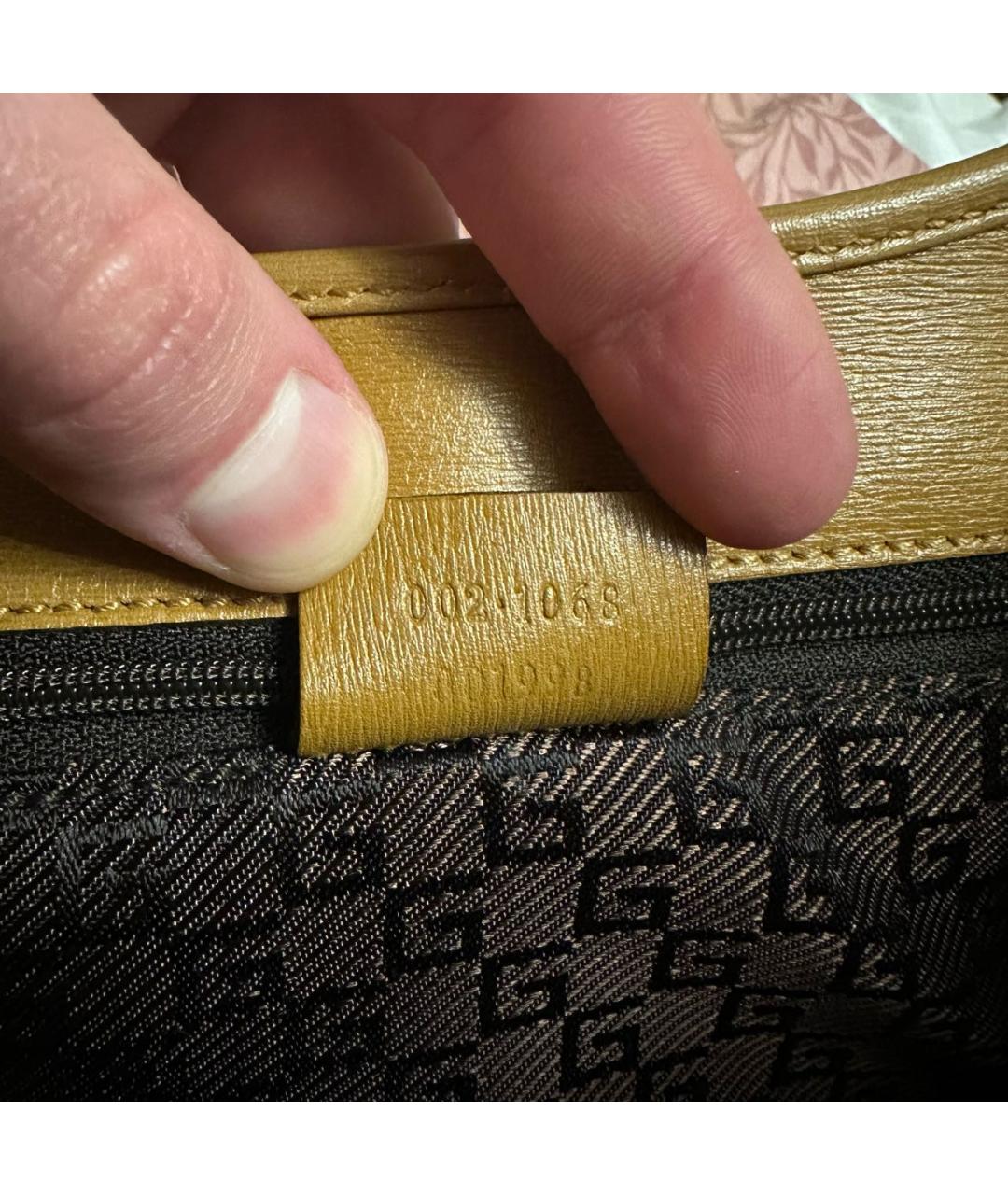 GUCCI Горчичная кожаная сумка с короткими ручками, фото 7