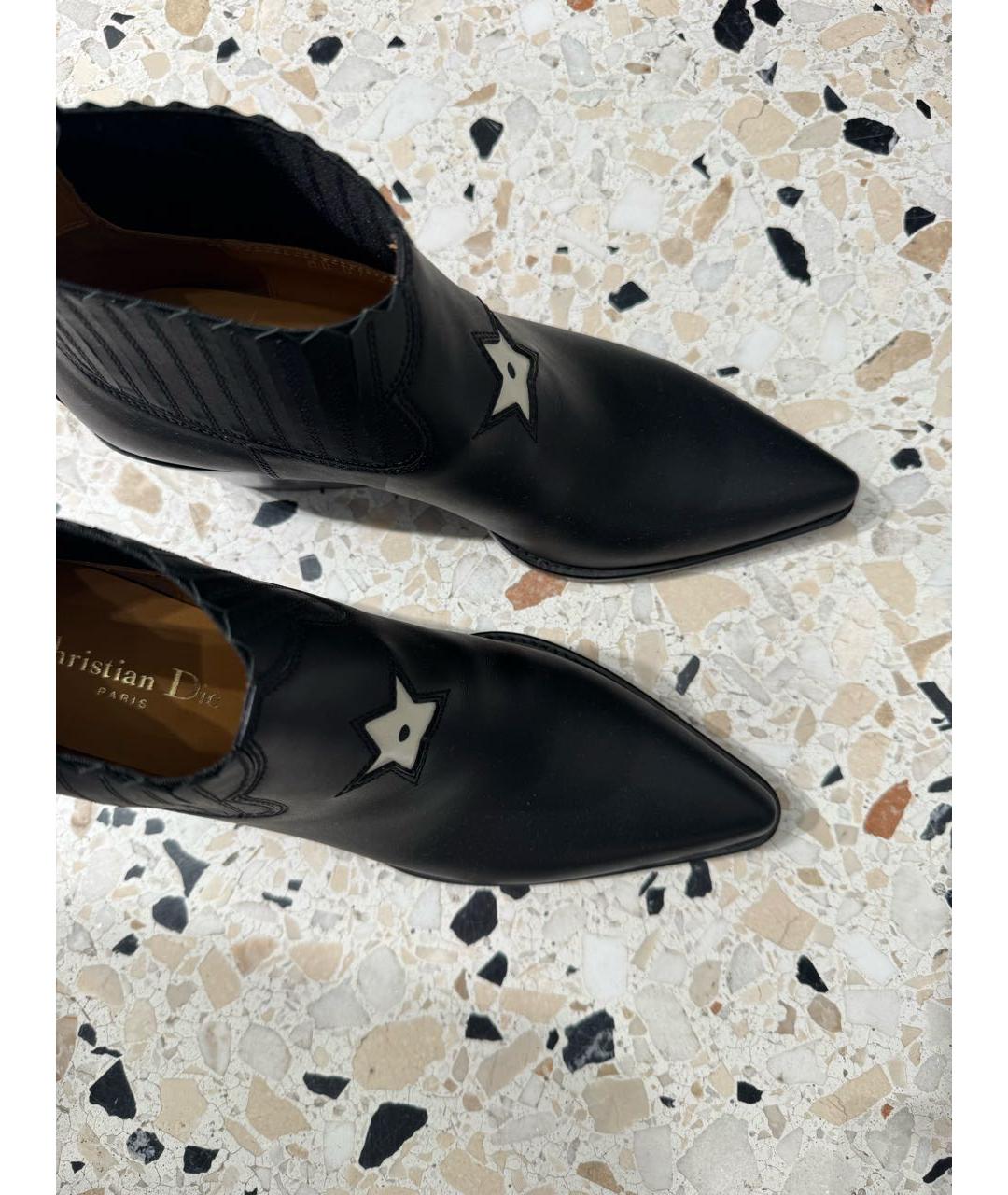 CHRISTIAN DIOR Черные кожаные ботинки, фото 2