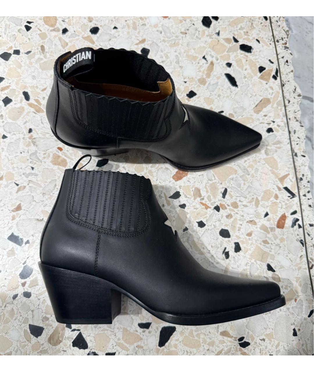 CHRISTIAN DIOR Черные кожаные ботинки, фото 5