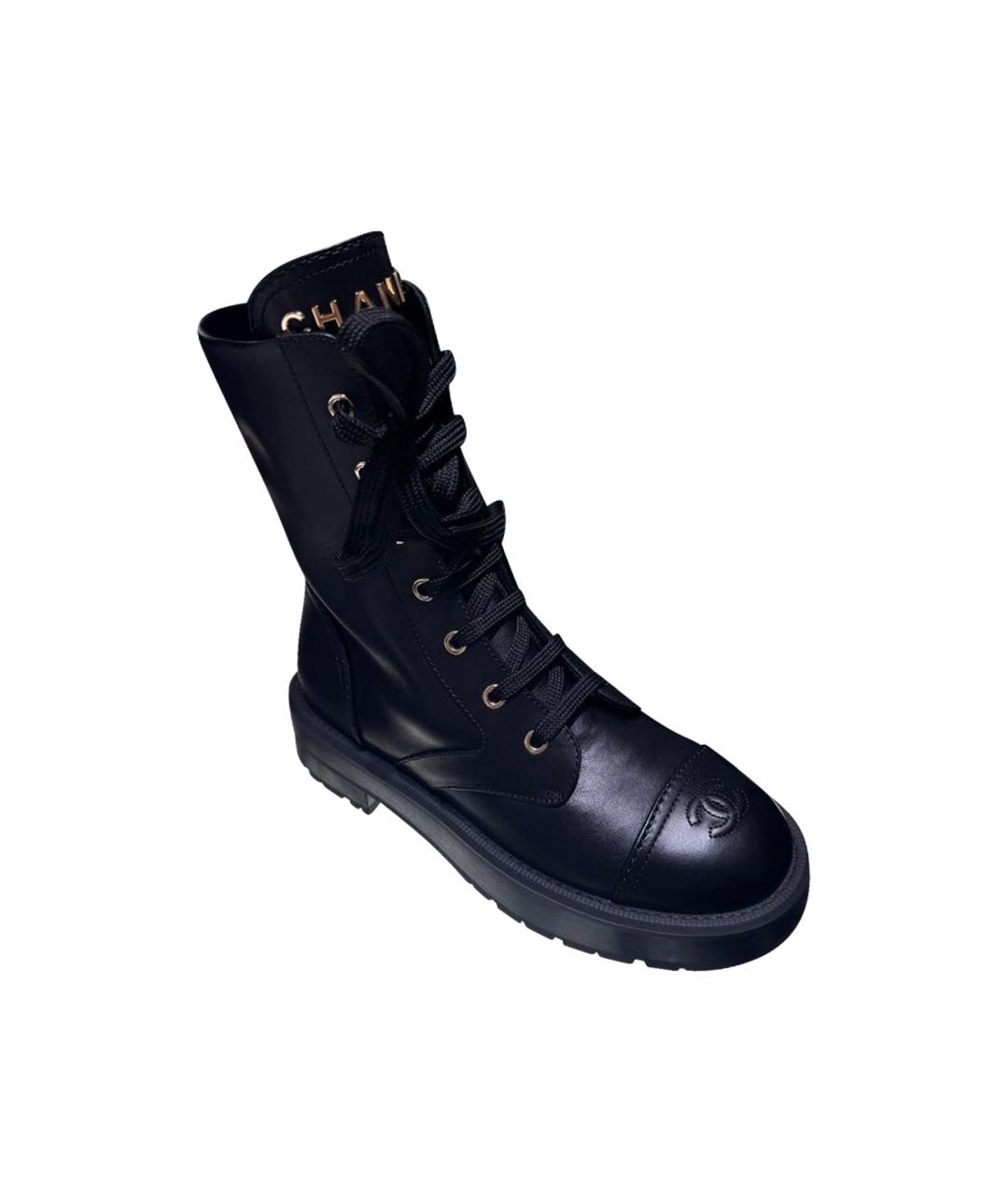 CHANEL Черные кожаные ботинки, фото 1