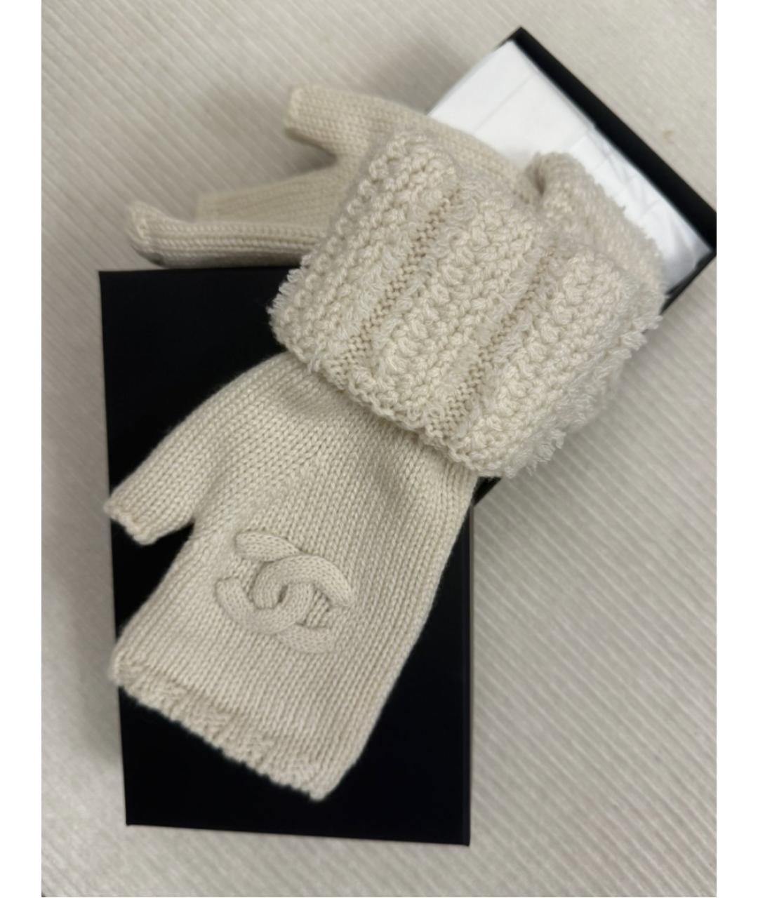 CHANEL Бежевые кашемировые митенки, фото 2