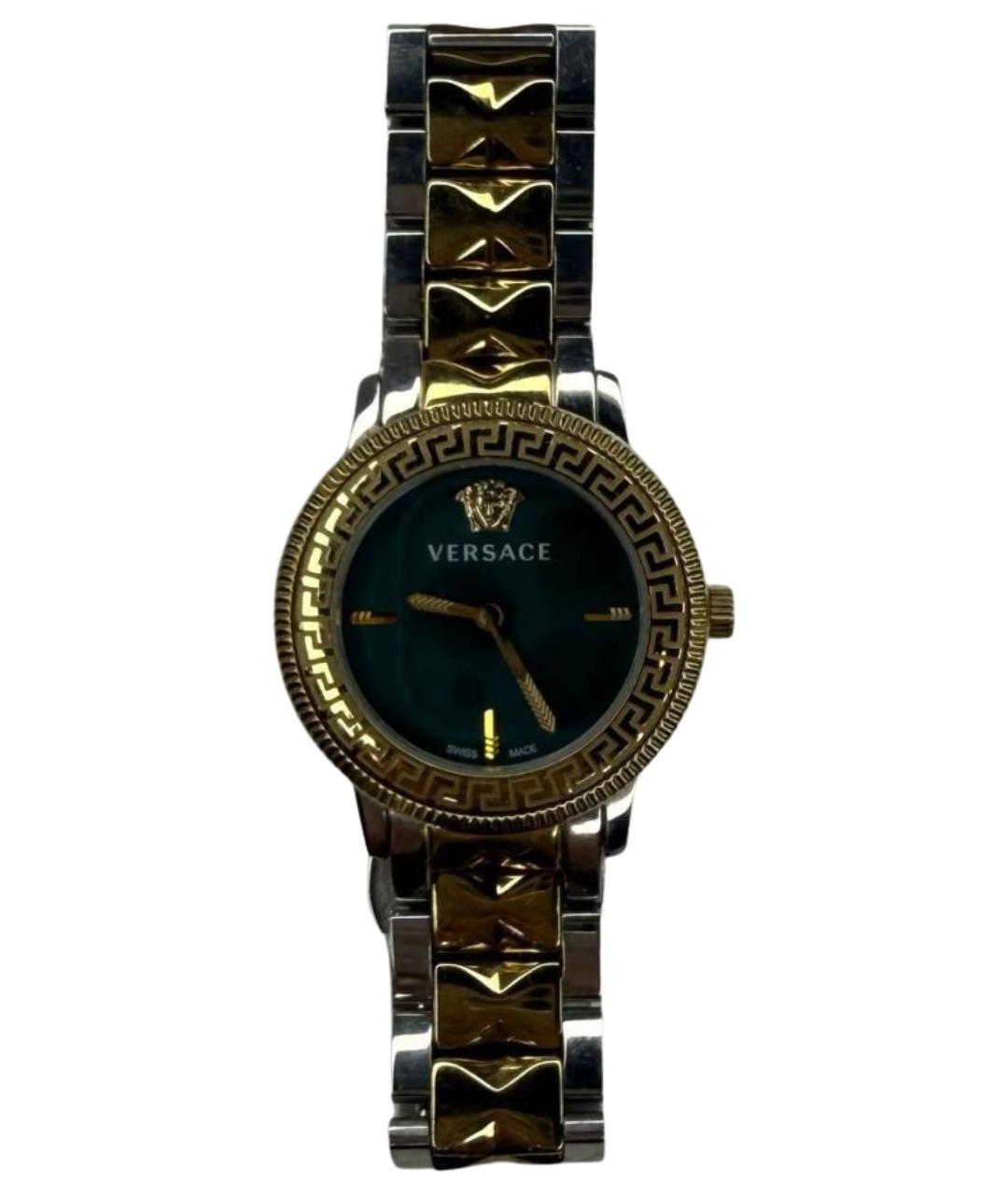 VERSACE Зеленые позолоченные часы, фото 1