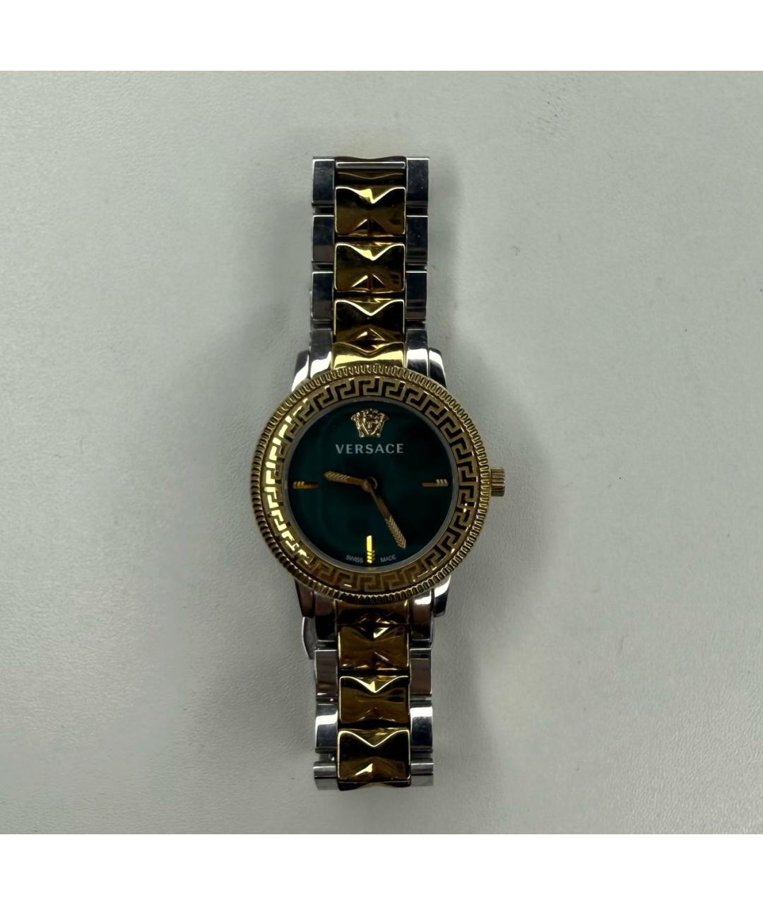 VERSACE Зеленые позолоченные часы, фото 4