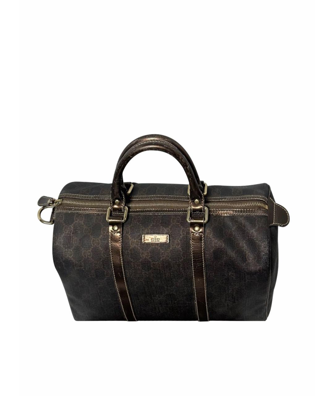 GUCCI Антрацитовая кожаная дорожная/спортивная сумка, фото 1