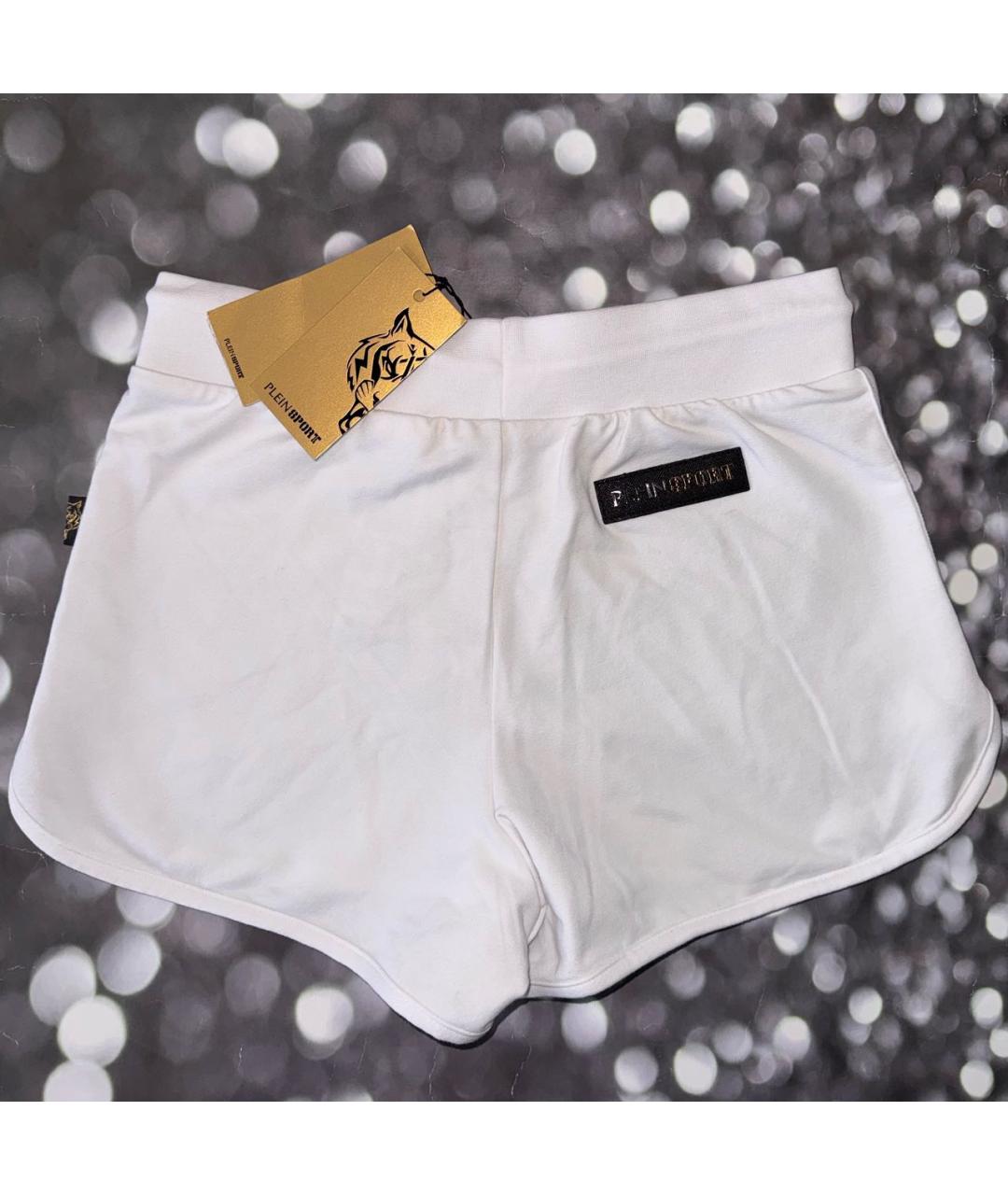PLEIN SPORT Белые хлопковые шорты, фото 2