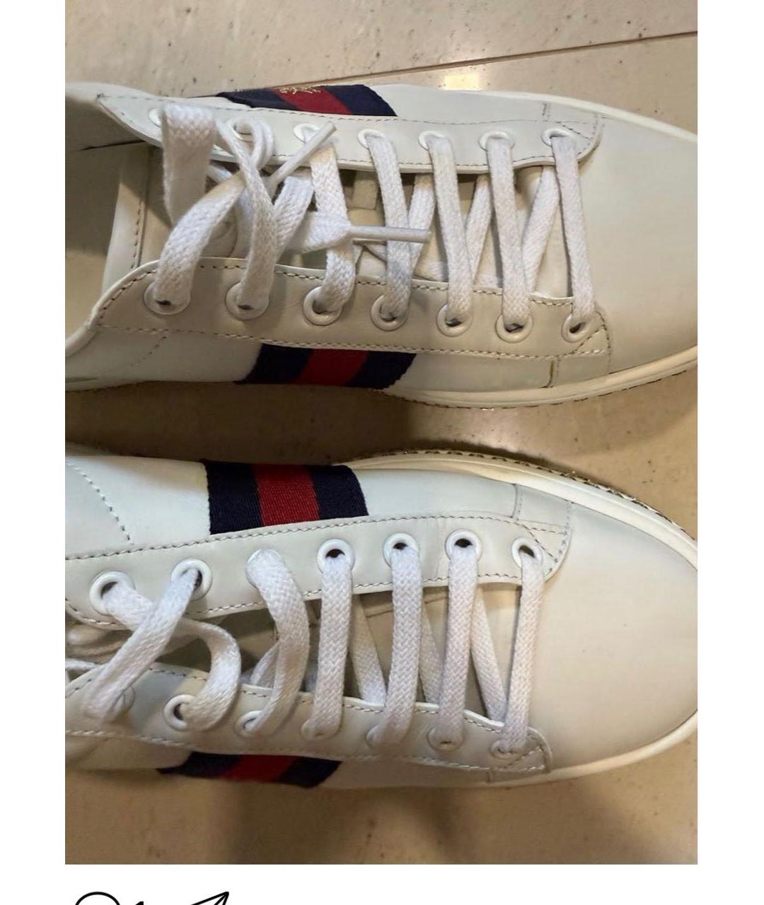 GUCCI Белые кожаные кроссовки, фото 5