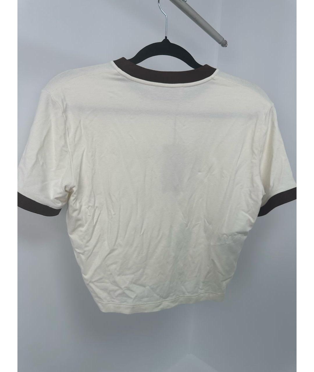 MIU MIU Бежевая вискозная футболка, фото 3