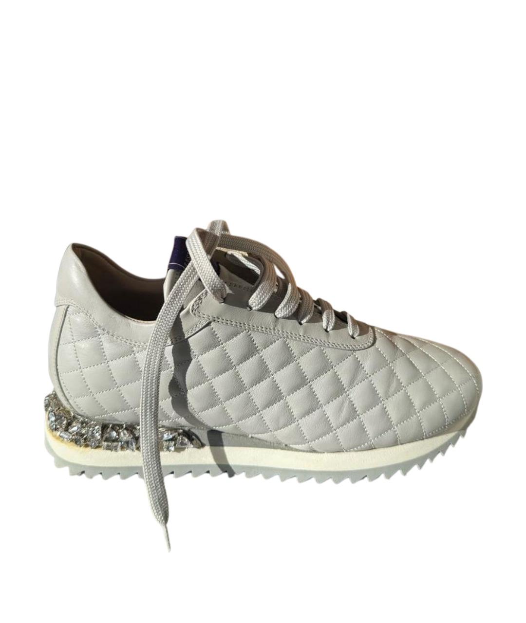 LE SILLA Серые кожаные кроссовки, фото 1