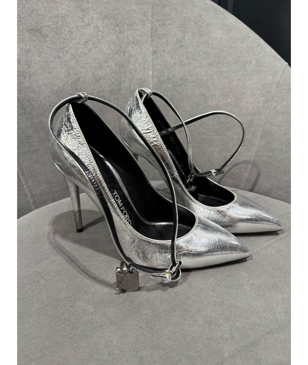 TOM FORD Серебряные кожаные туфли, фото 2