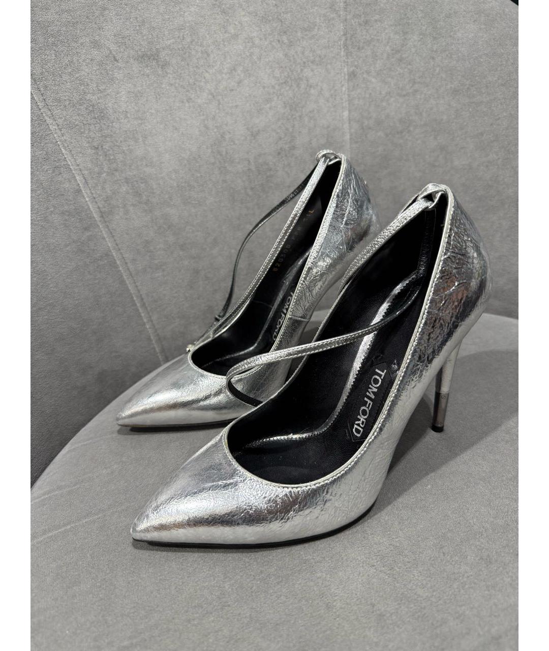 TOM FORD Серебряные кожаные туфли, фото 4
