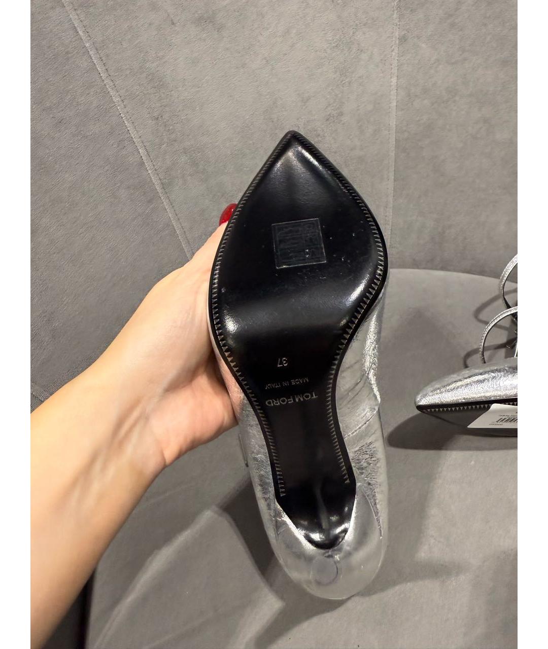 TOM FORD Серебряные кожаные туфли, фото 5