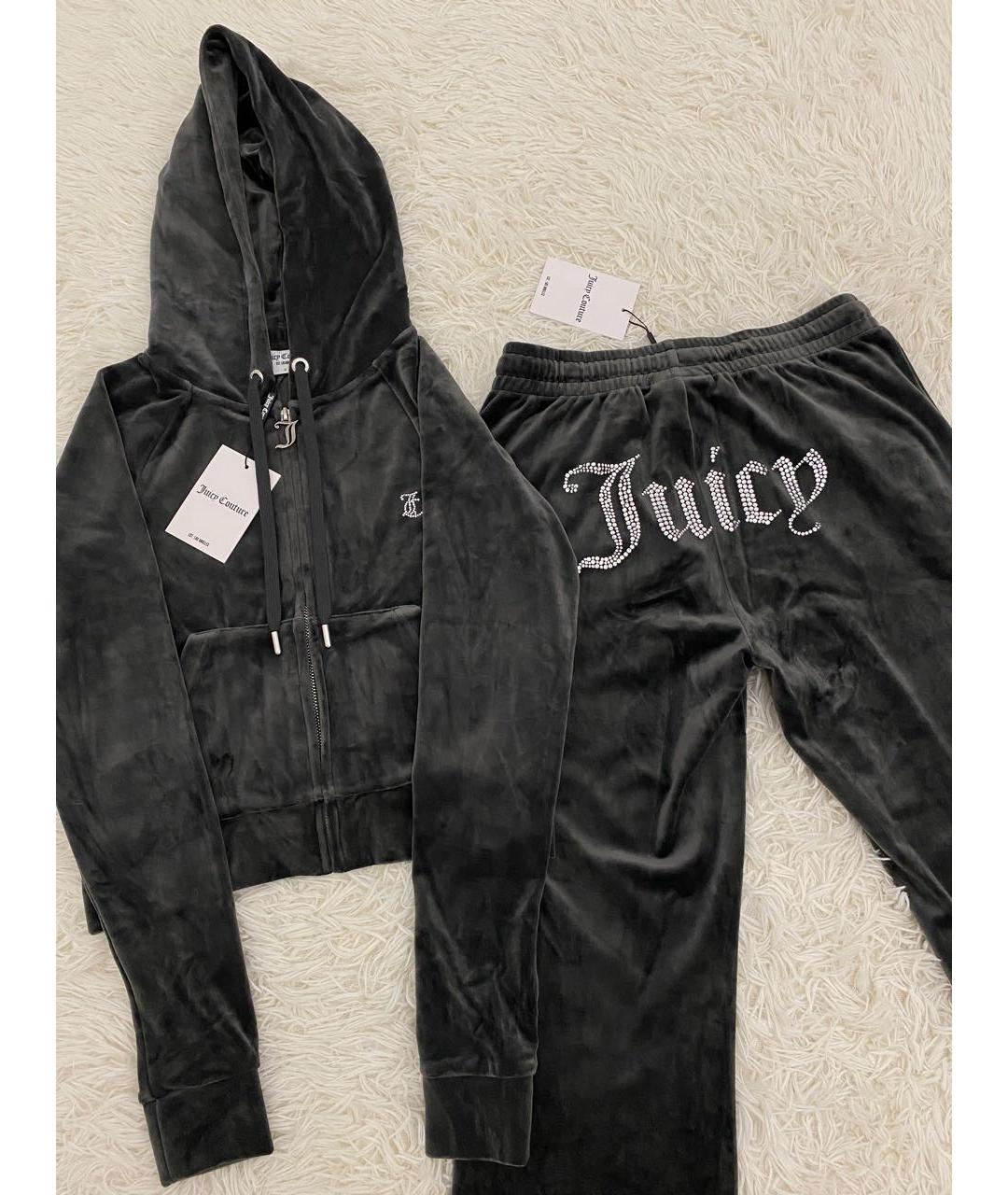 JUICY COUTURE Антрацитовый велюровый спортивные костюмы, фото 6