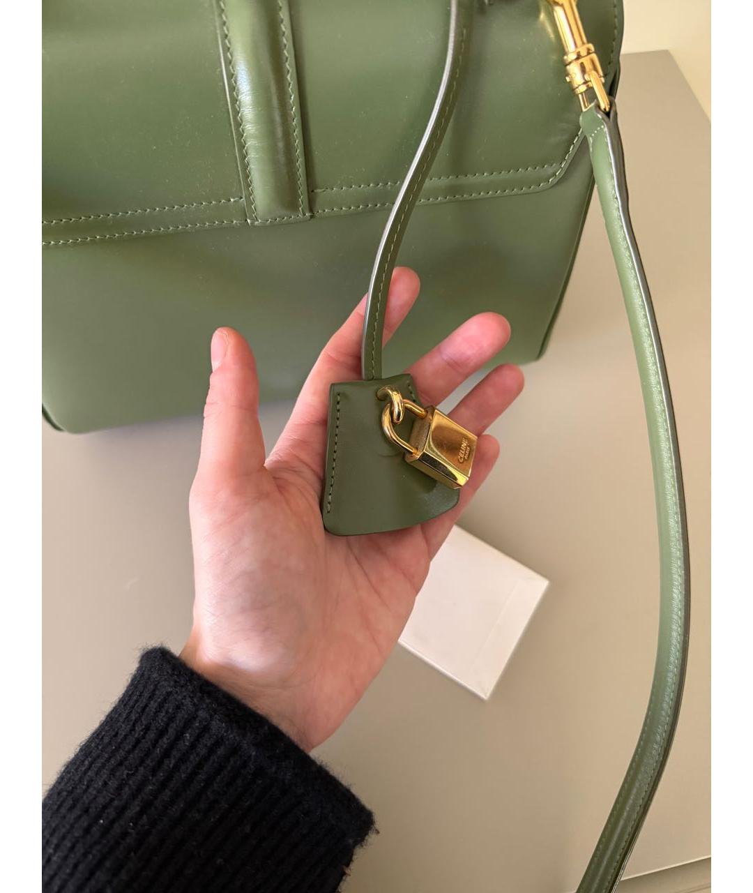 CELINE Зеленая кожаная сумка через плечо, фото 4