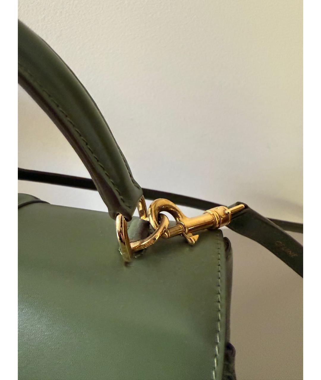 CELINE Зеленая кожаная сумка через плечо, фото 6