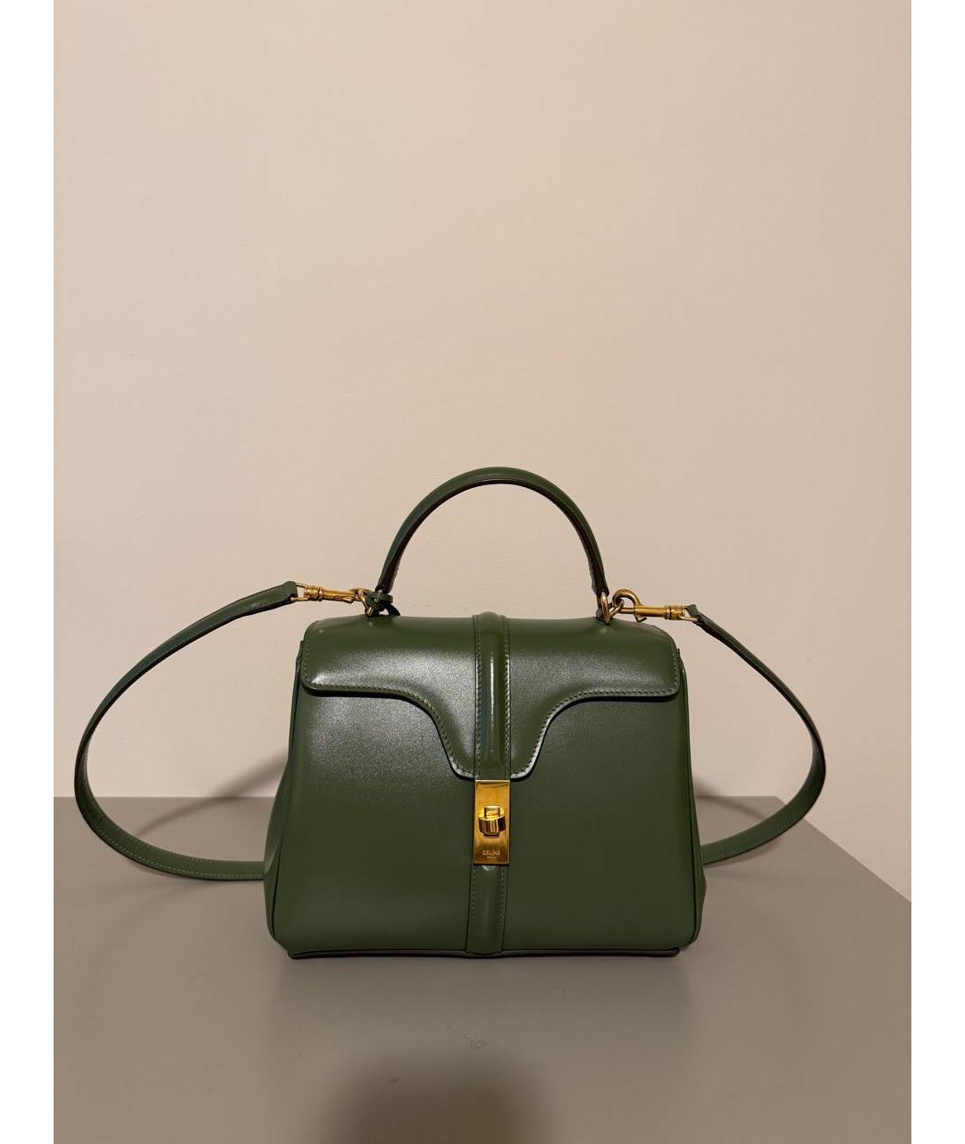 CELINE Зеленая кожаная сумка через плечо, фото 3