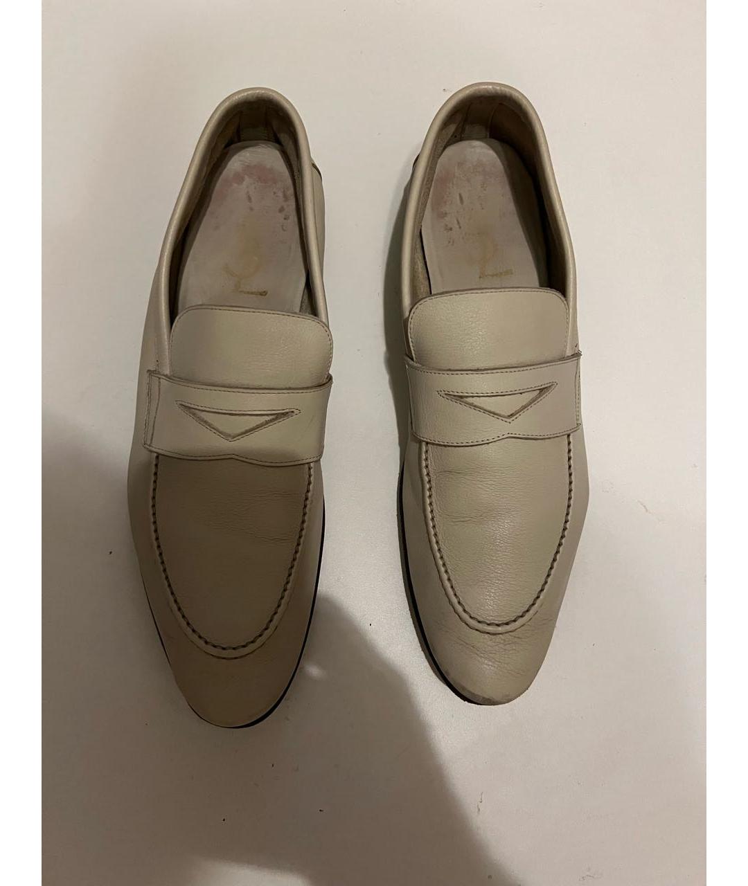 SAINT LAURENT Бежевые кожаные лоферы, фото 2