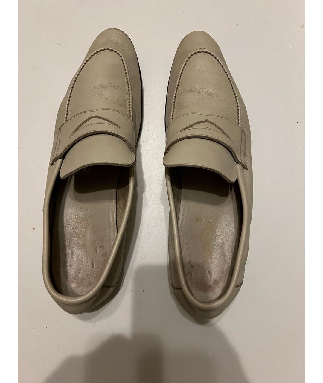 SAINT LAURENT Бежевые кожаные лоферы, фото 3