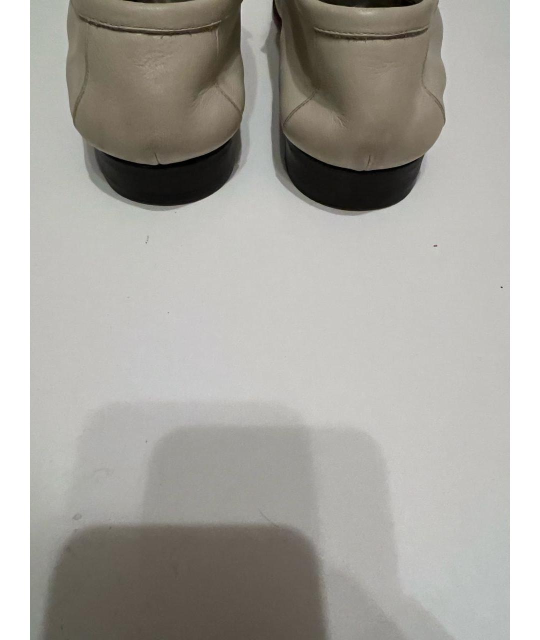 SAINT LAURENT Бежевые кожаные лоферы, фото 4