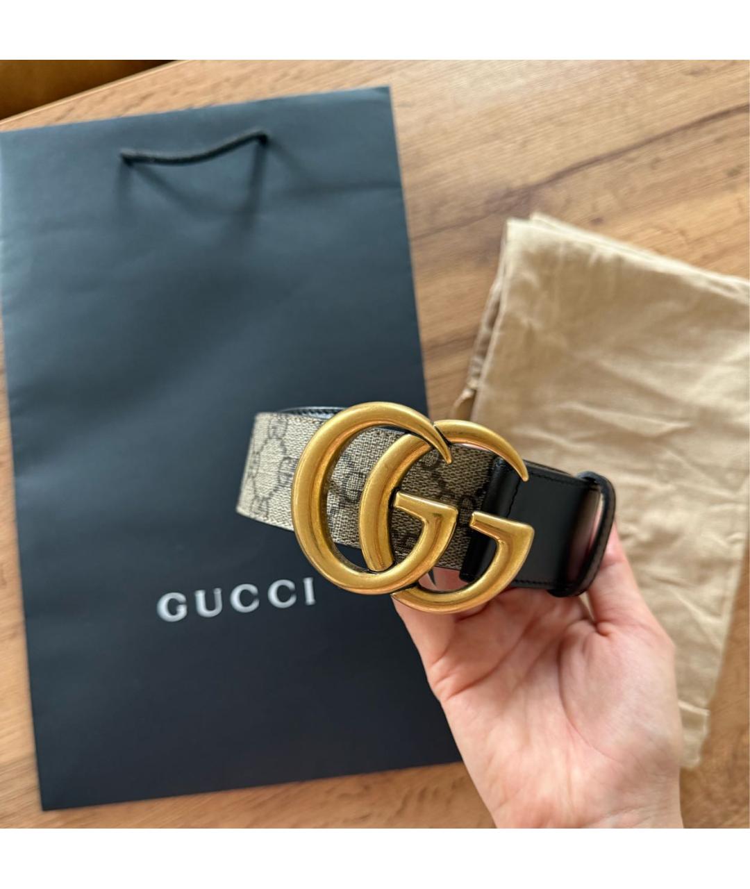 GUCCI Бежевый кожаный ремень, фото 6