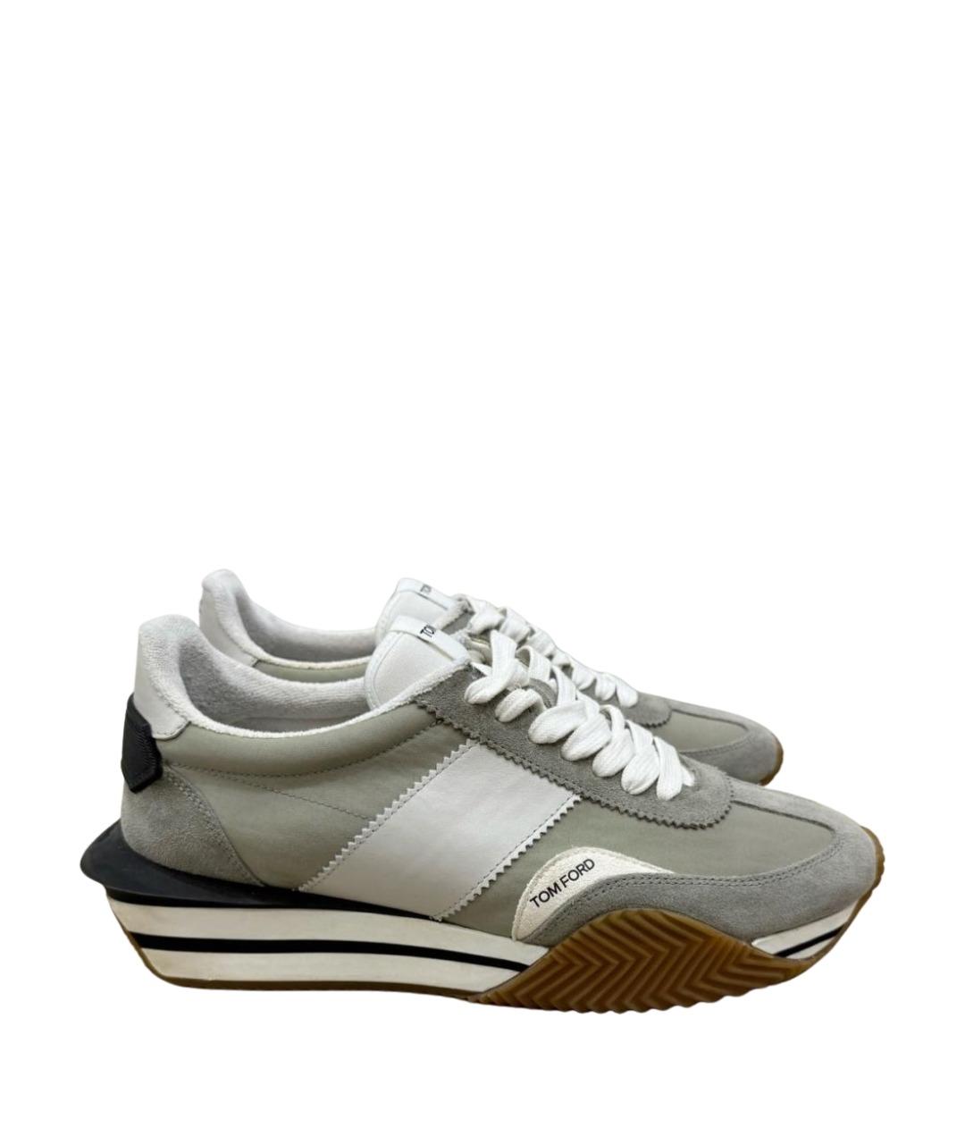 TOM FORD Серые замшевые низкие кроссовки / кеды, фото 1