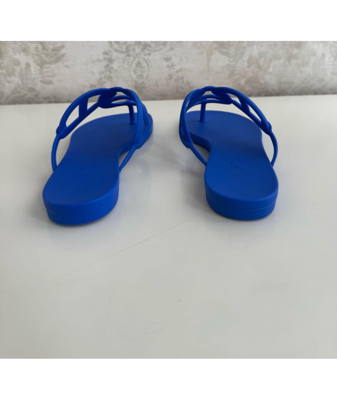 HERMES Синие резиновые босоножки, фото 8