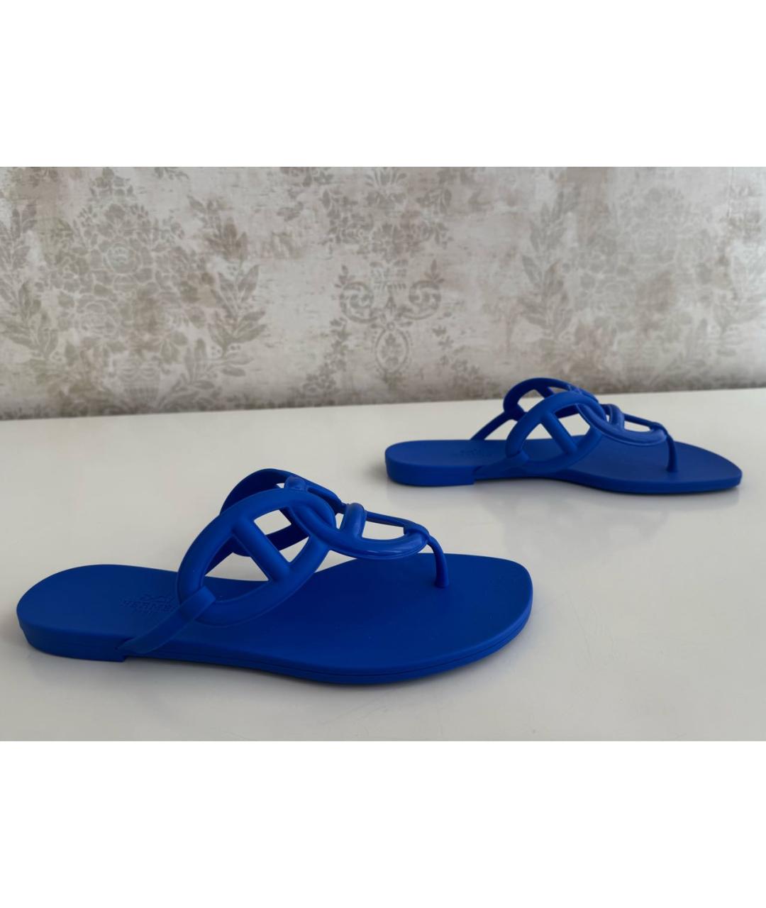 HERMES Синие резиновые босоножки, фото 9