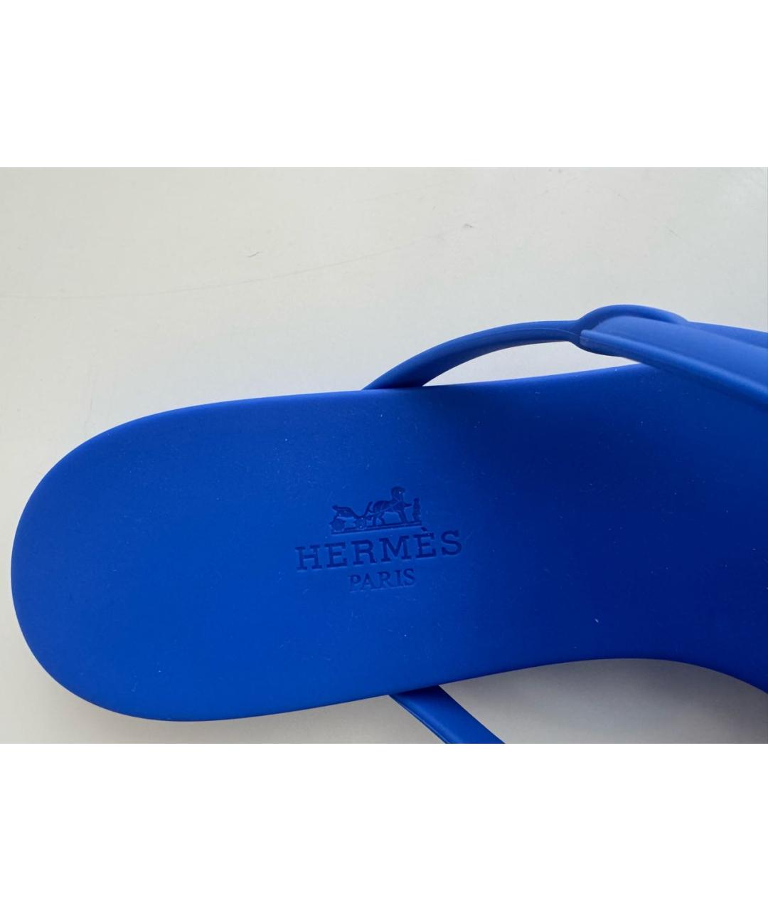 HERMES Синие резиновые босоножки, фото 7